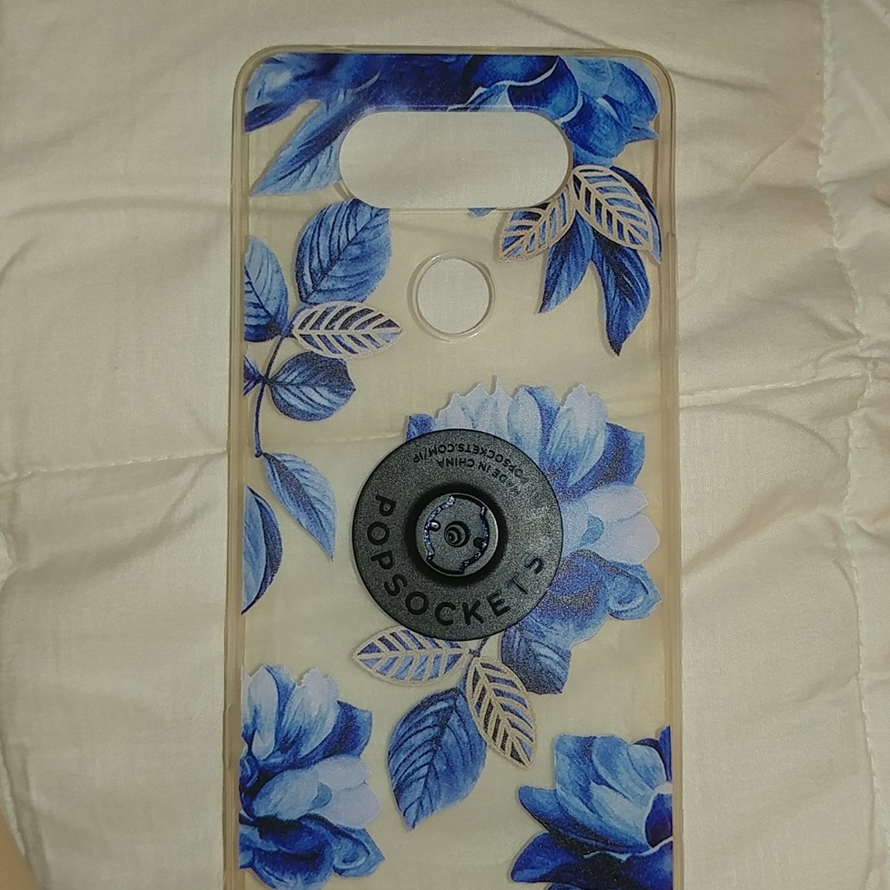 Lg v20 case blue and clear rose design